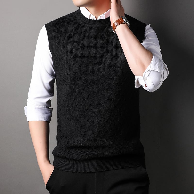 Men's Knitted Sleeveless Round Neck Sweater Vest