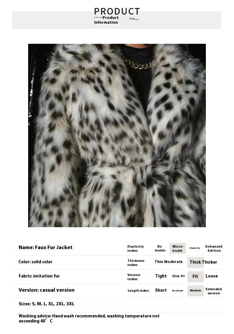 Women's Leopard Print Faux Fur Hooded Coat