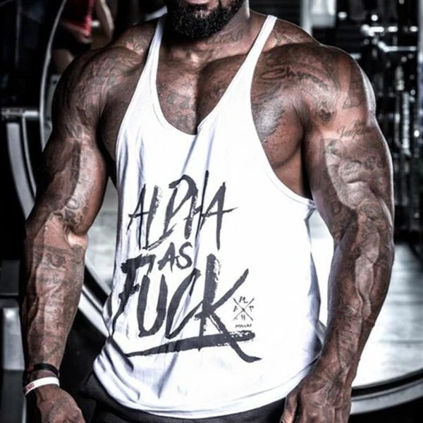 Men's Muscle Fit Training Tank Top with Letter Print