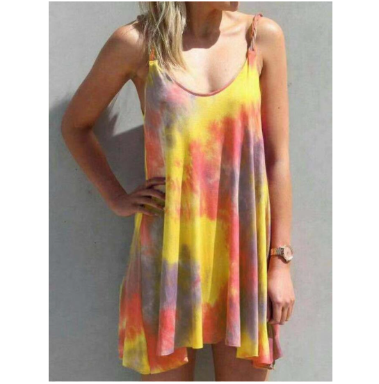 Tie-Dye Spaghetti Strap Flowy Beach Dress