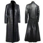 Men's Plus Size Leather Motorcycle Duster with Fur Coat