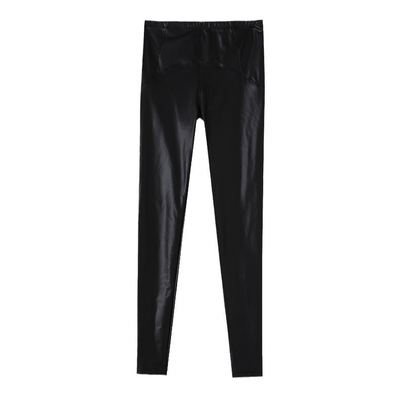 Plus-sized Fleece-lined PU Leather Pants for Women