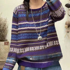 Limiguyue Retro Jacquard Pattern Wool Sweater for Women
