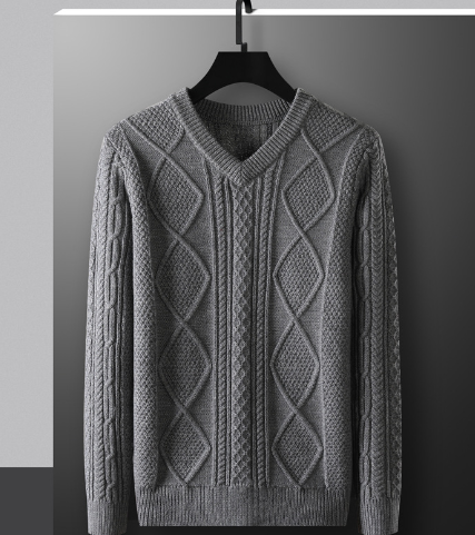 High-End Thickened V-Neck Thermal Sweater for Winter