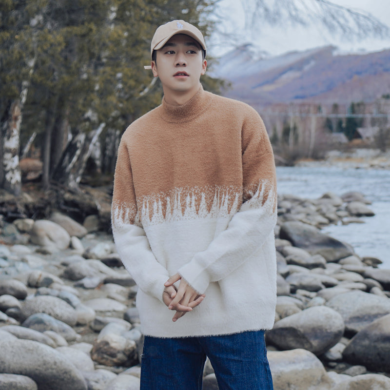 Men's Winter Half Turtleneck Sweater in Hong Kong Style