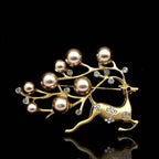 Korean Premium Coral Leaf Pearl Brooch for Christmas