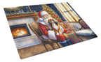 Tibetan Spaniel and Santa Claus Glass Cutting Board