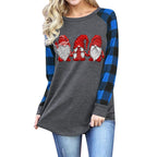 Santa Print Round Neck Raglan Long Sleeve Shirt