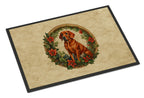 Red Redbone Coonhound Christmas Flowers Doormat