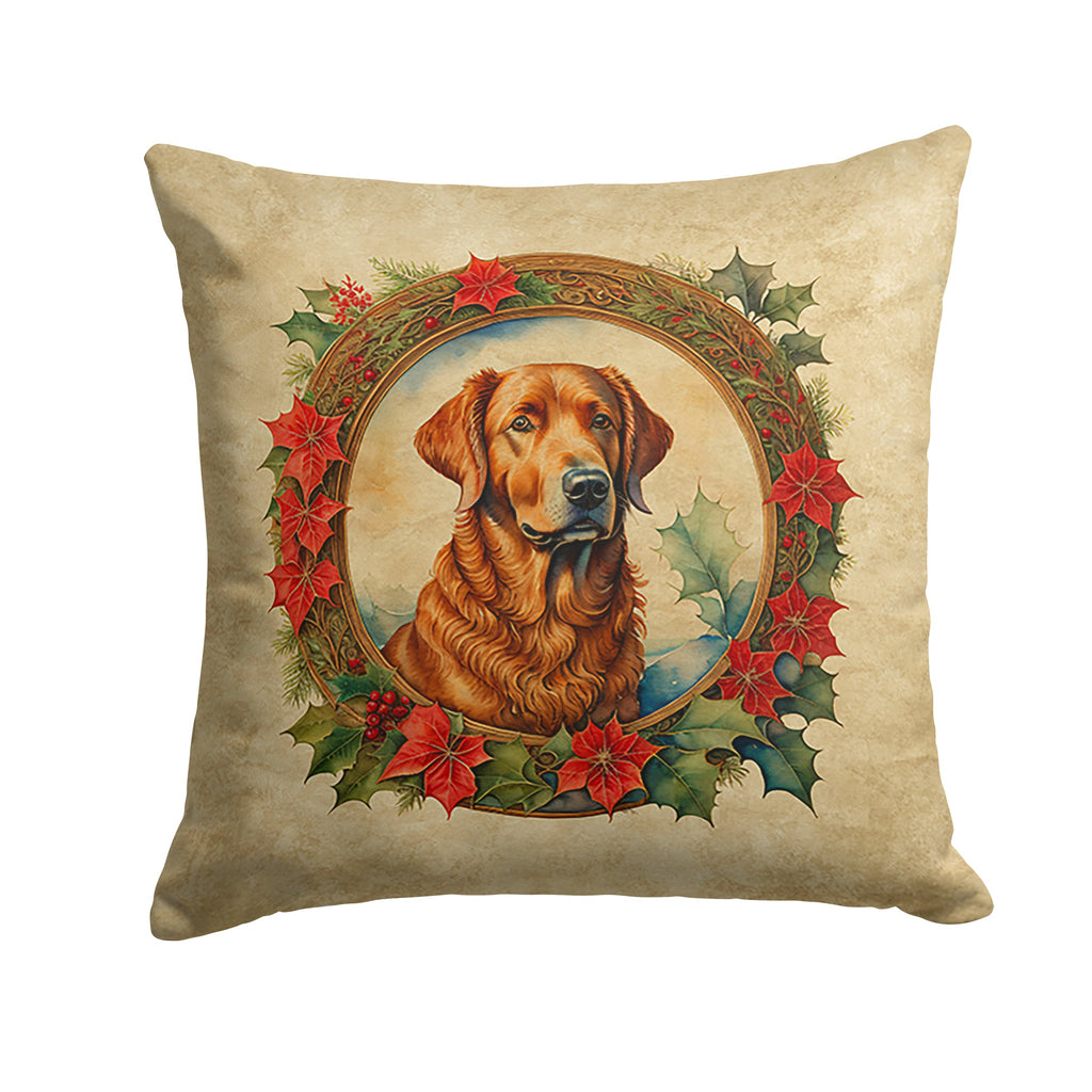 Chesapeake Bay Retriever Christmas Flowers Throw Pillow