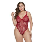 Plus Size White Lace Sheer Bodysuit and Lingerie