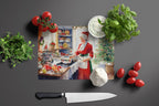 Cookies with Santa Claus Mrs. Claus Glass Cutting Board