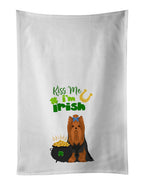 Black and Tan Full Coat Yorkshire Terrier St. Patrick's Day Kitchen Towel Set of 2