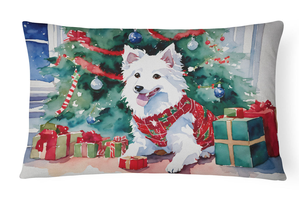 Japanese Spitz Cozy Christmas Throw Pillow