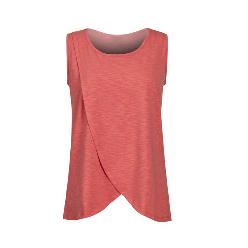 European American Round Neck Sleeveless Maternity Dress