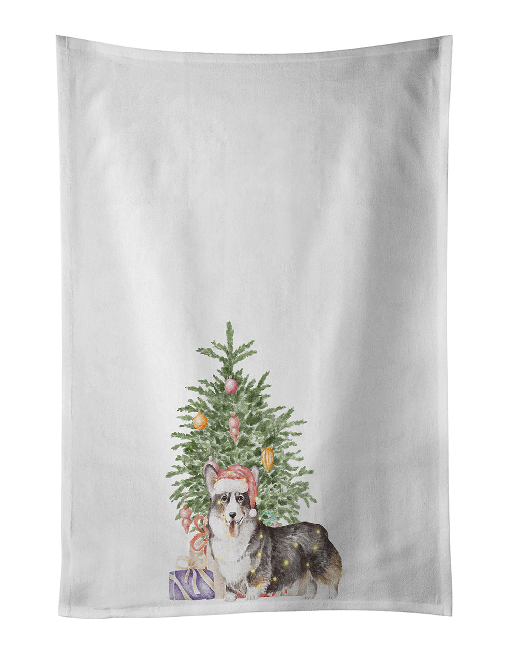 Corgi Pembroke Tricolor Christmas Presents and Tree Kitchen Towel Set of 2