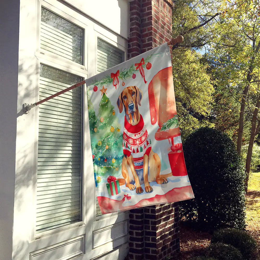 Redbone Coonhound Christmas House Flag