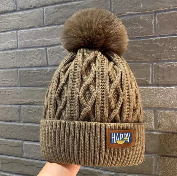 Winter Fleece-Lined Thick Knitted Warm Hat | Embroidered Cap
