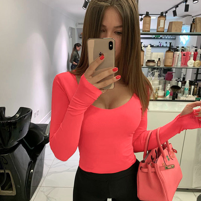 Chic Solid Color Slim Fit Bodysuit for Fall 2020