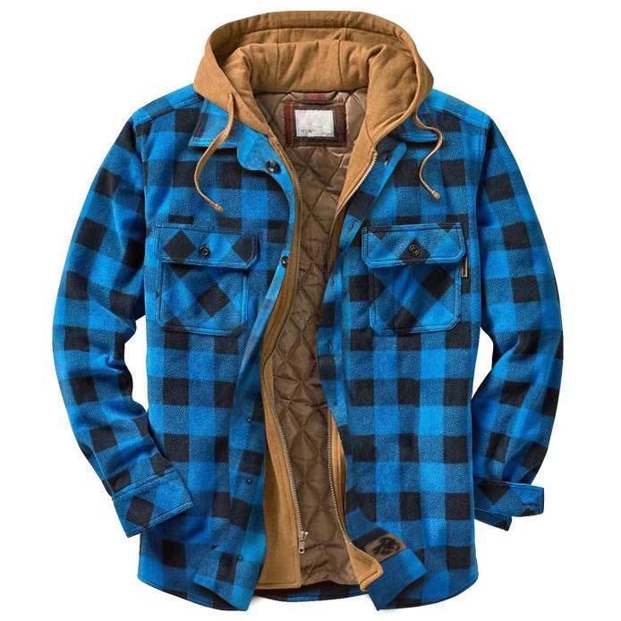 Leisure Hooded Jacket with Two Lattice Design