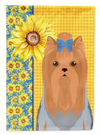 Summer Sunflowers Blue and Tan Full Coat Yorkshire Terrier Garden Flag