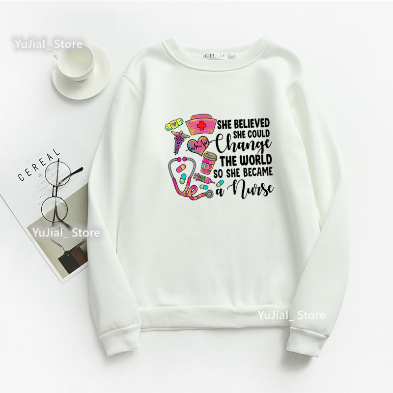 Nurse Heart Print Hoodie for Women - Fashionable Autumn/Winter | Streetwear