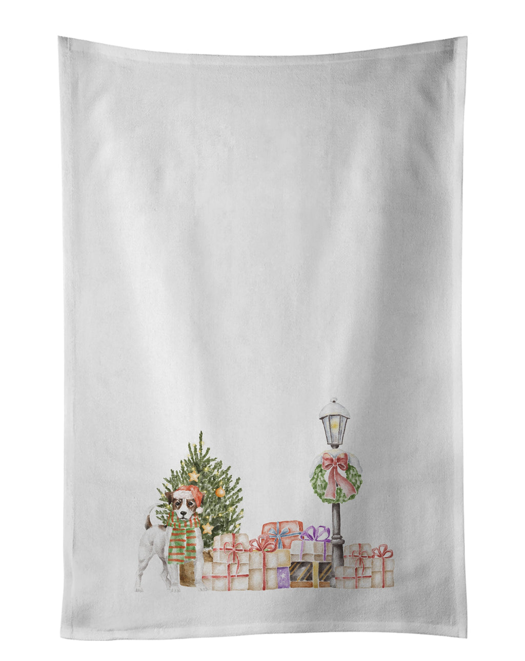 Jack Russell Terrier Tricolor with Christmas Wonderland Kitchen Towel Set of 2