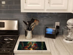 Doberman Pinscher and Santa Claus Glass Cutting Board