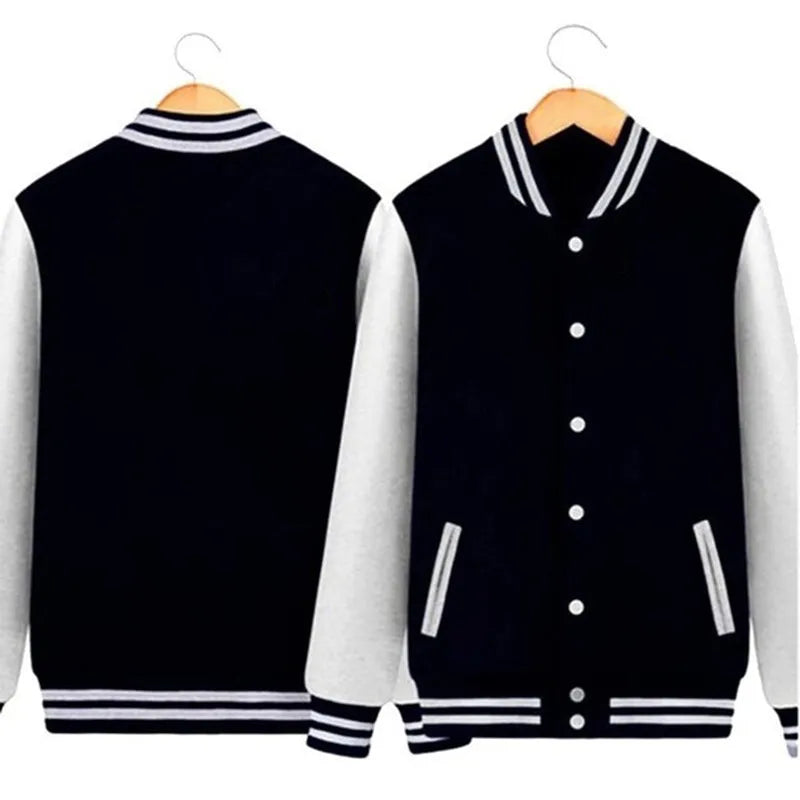 Men's Solid Color Bomber Jacket - Casual Korean Style