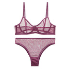 Lingerie Set with Transparent Design and Underwire in Purple