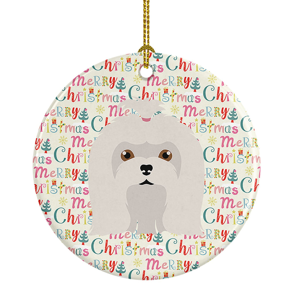 Maltese Merry Christmas Ceramic Ornament