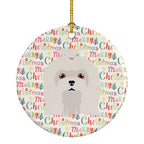 Maltese Merry Christmas Ceramic Ornament