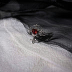 Cross Ring with Ruby and Zircon Accents