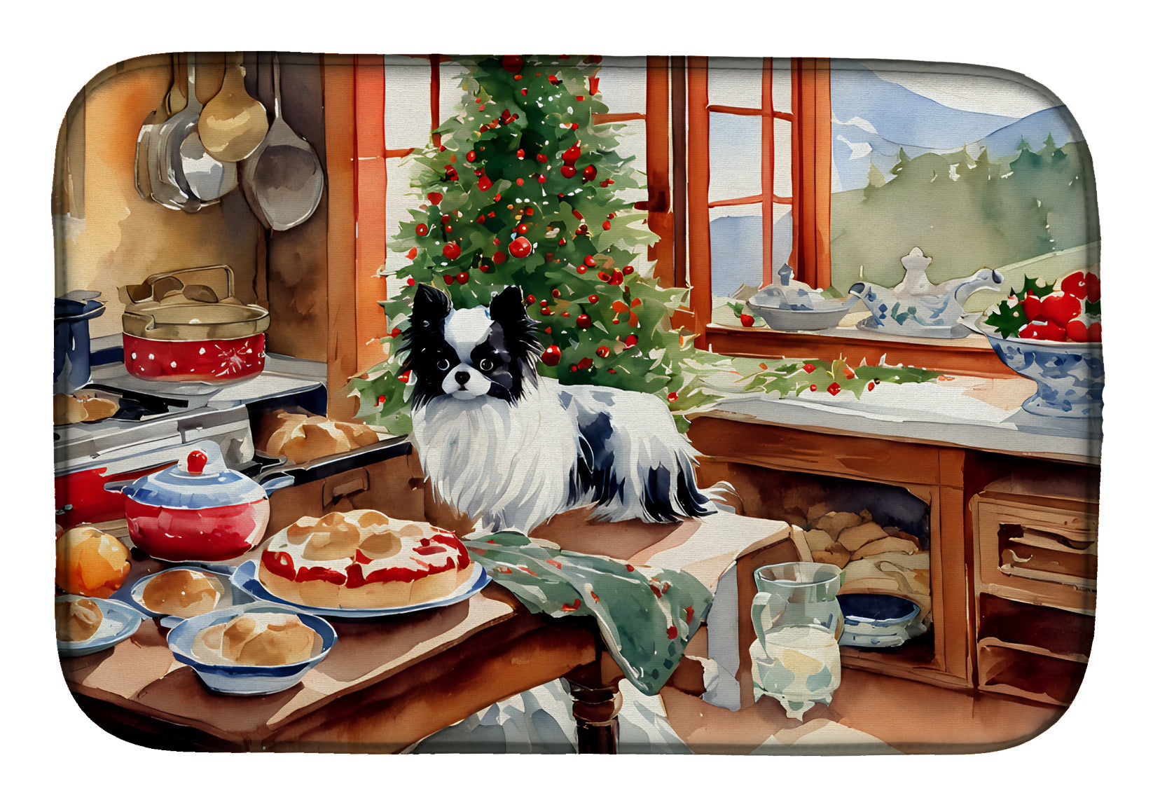 Japanese Chin Christmas Cookies Dish Drying Mat