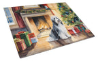 Bearded Collie Cozy Christmas Glass Cutting Board