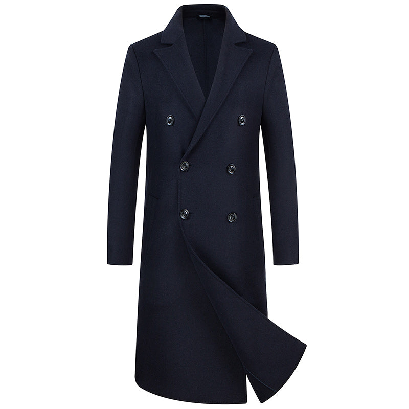 Men's Double-sided Woolen Windbreaker Over Knee Coat