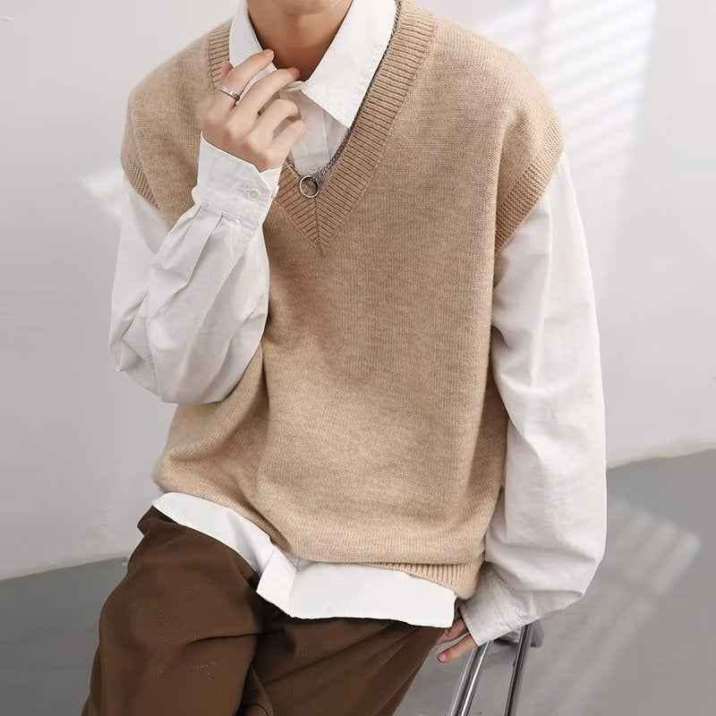 Men's V-neck Fashionable Wool Jacket Sweater Vest