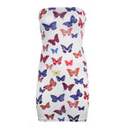 Sexy Butterfly Print Strapless Dress for Women
