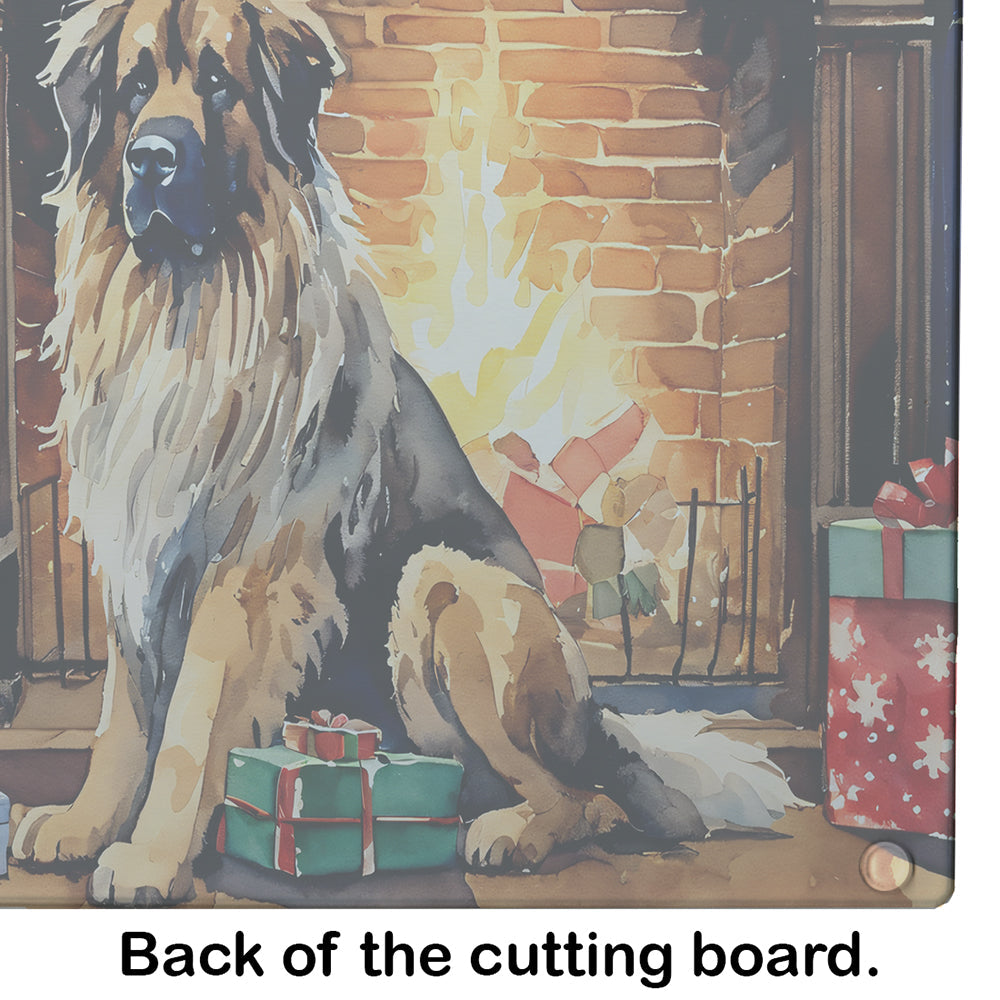 Leonberger Cozy Christmas Glass Cutting Board