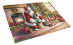 Norwegian Elkhound and Santa Claus Glass Cutting Board