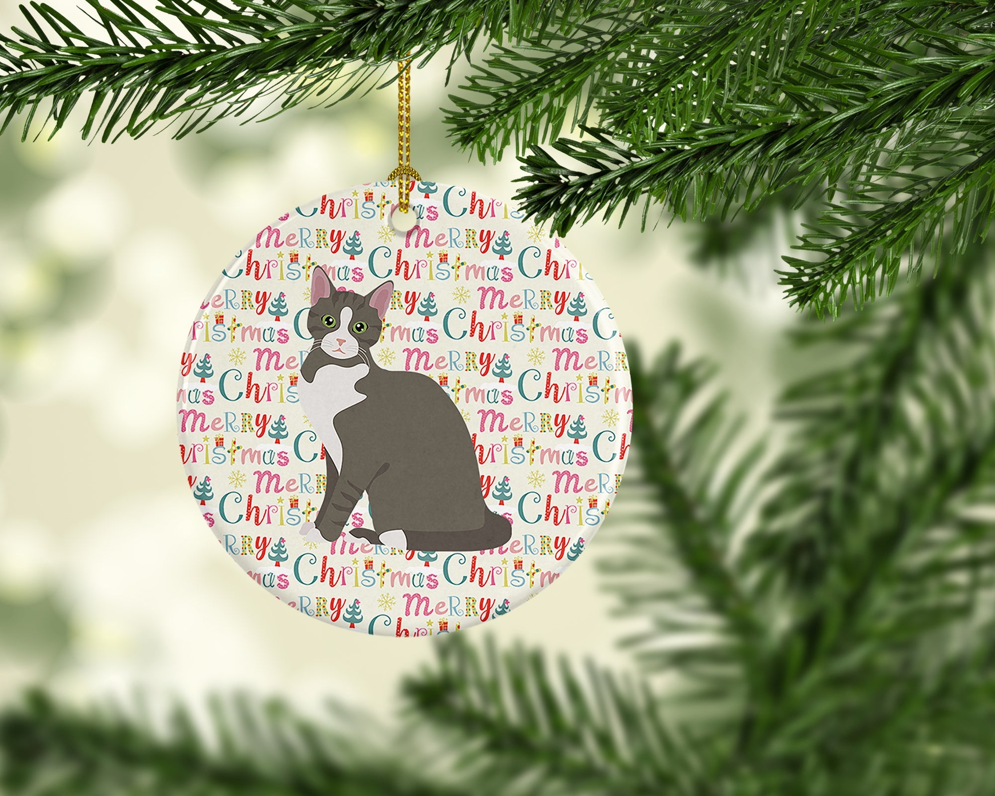 Brazilian Shorthair Cat Christmas Ceramic Ornament