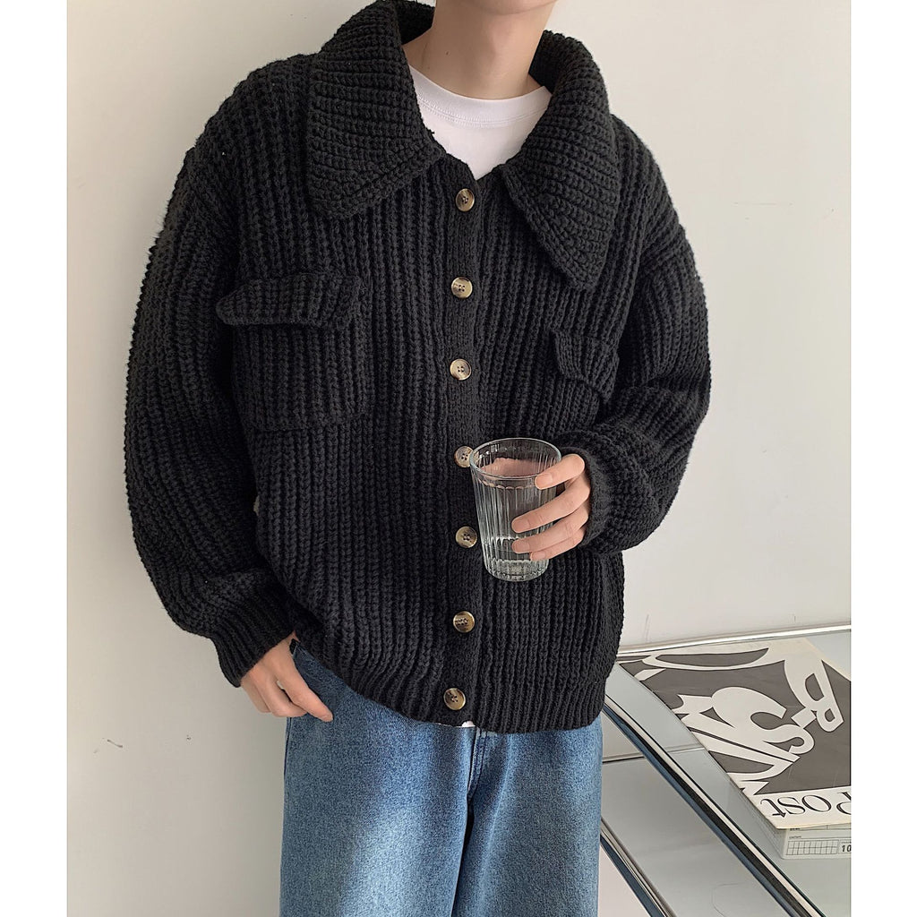 Men's Loose Cardigan Winter Lapel Single-breasted Sweater