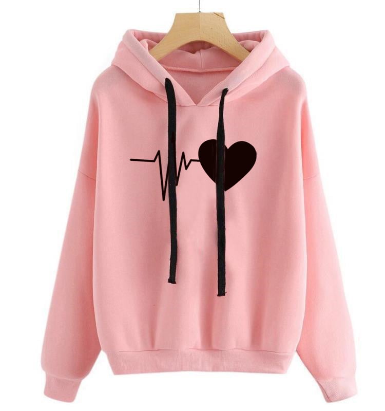 Heart Print Women’s Streetwear Hoodie for Spring Autumn | Streetwear