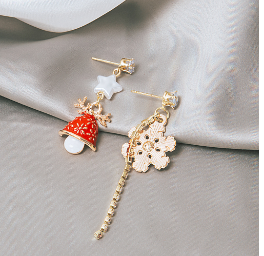 Vintage Christmas Snowflake Bell Tassel Earrings (1 Pair)