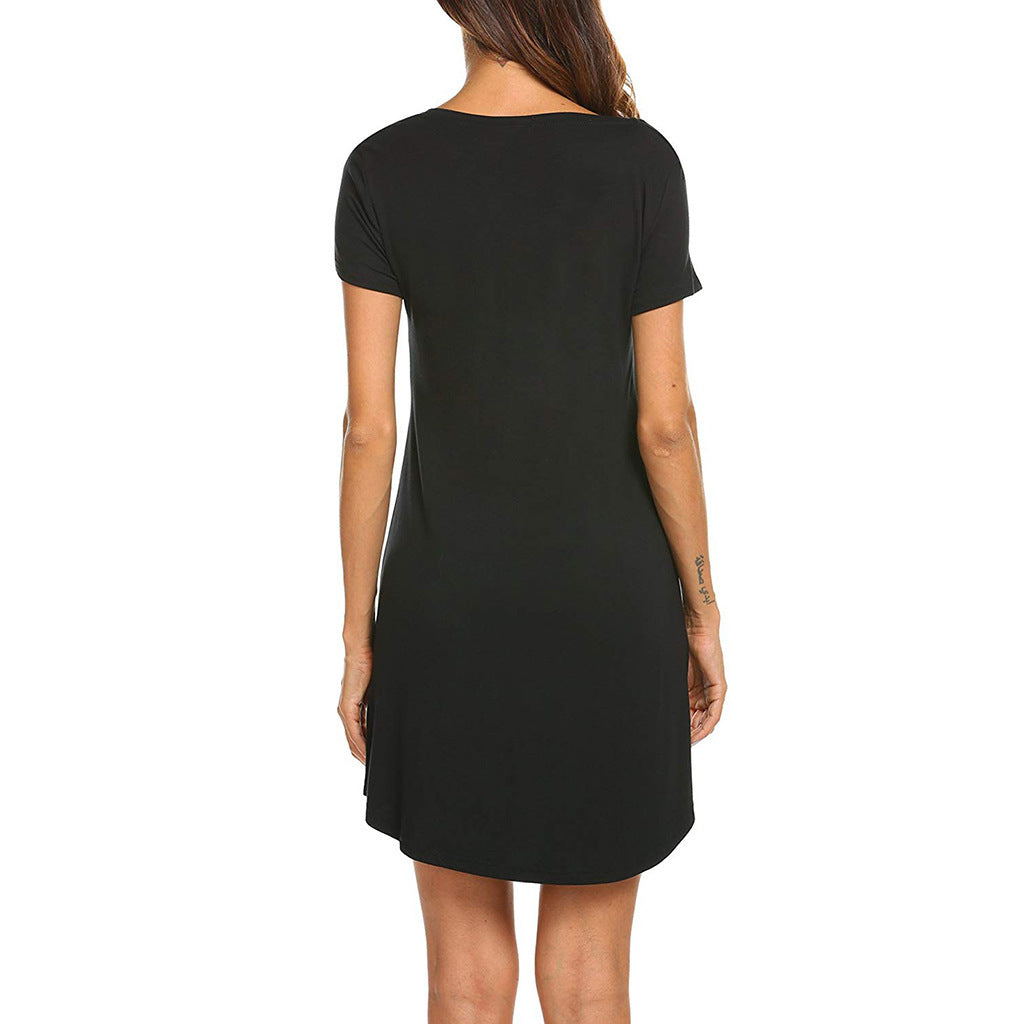 Floral Short Sleeve Dress and Cat T-Shirt Nightgown