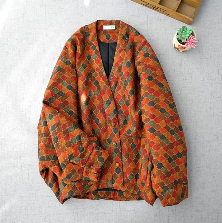 Retro Linen Cotton Coat for Women's Fashion