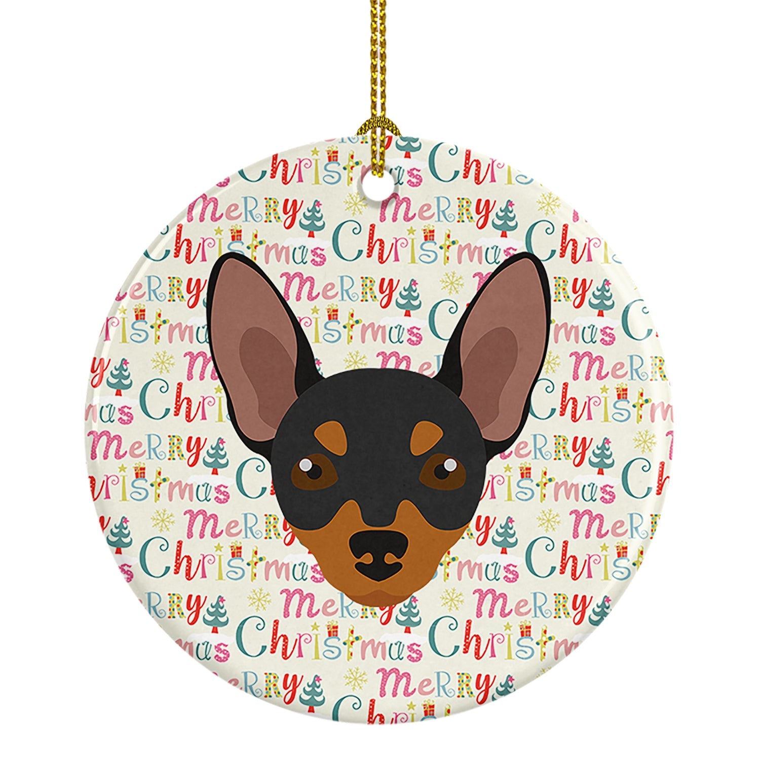 Prague Ratter Merry Christmas Ceramic Ornament