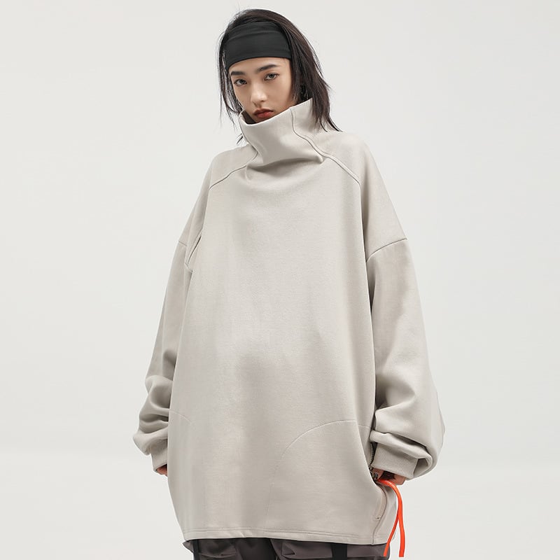 Adjustable Stand Collar Loose Casual Sweater for All