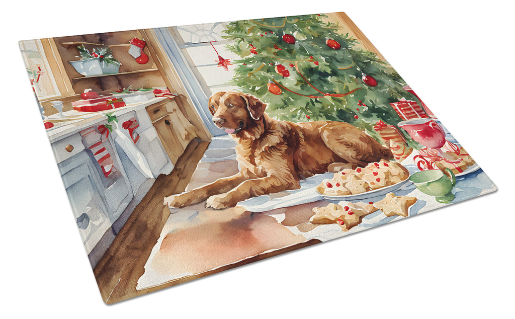 Chesapeake Bay Retriever Christmas Cookies Glass Cutting Board
