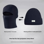 Men's Outdoor Thickened Warm Wool Hat Mask Dual-use | Embroidered Cap